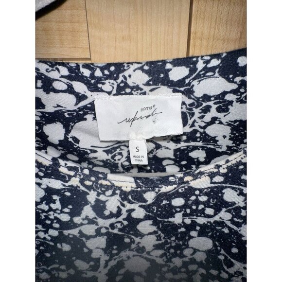 Soma Weekend Navy White Print Stretch Pocket Long Maxi Tank Sun Dress Sz Small - Picture 2 of 4